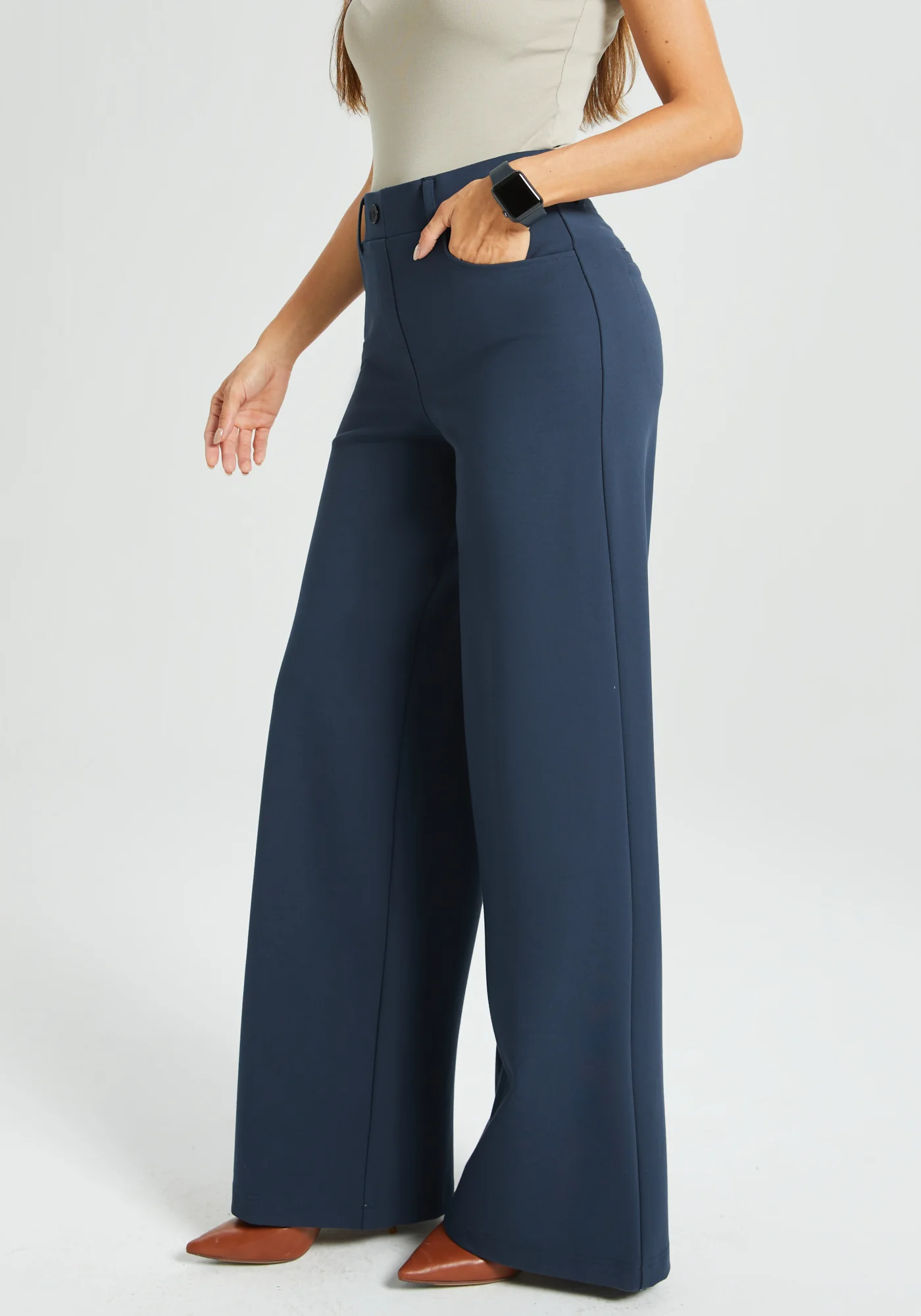 7-Pocket High-Waist DPYP™ Dress Pant Yoga Pant | Wide (Navy) - Image 3