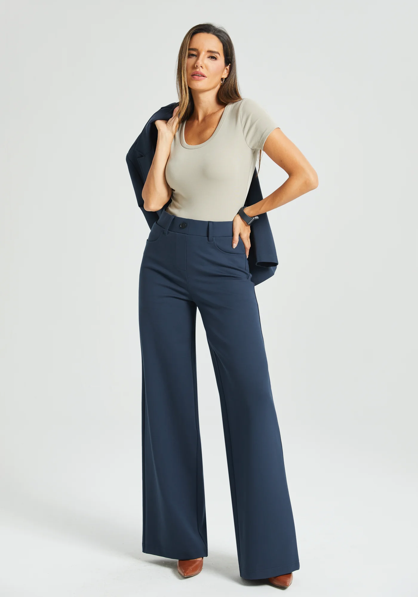 7-Pocket High-Waist DPYP™ Dress Pant Yoga Pant | Wide (Navy) - Image 4