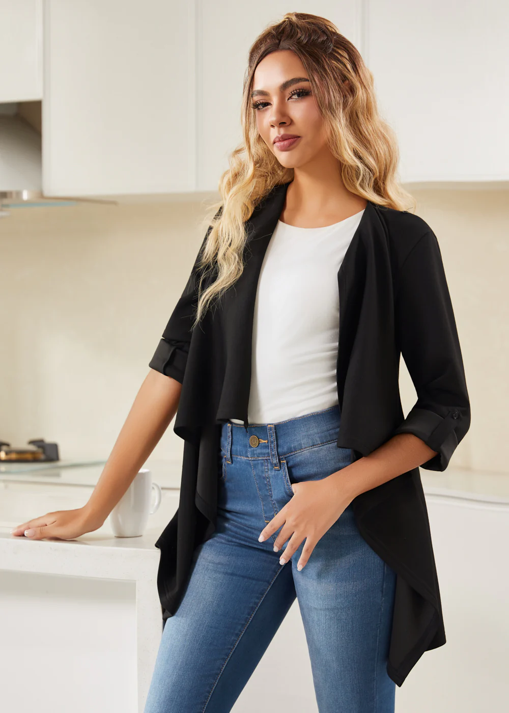 AirFlex Wrap Cardigan (Black) - Final Sale - Image 3