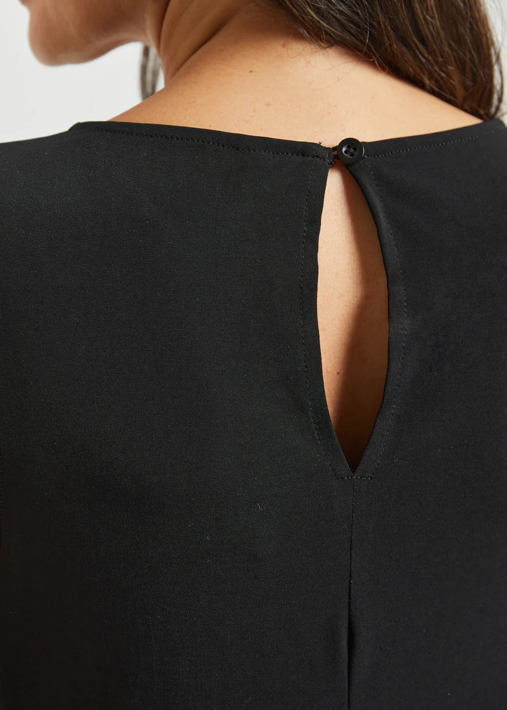 Asymmetrical Hem Sleeveless Tunic | Matte Jersey (Black) - Image 6