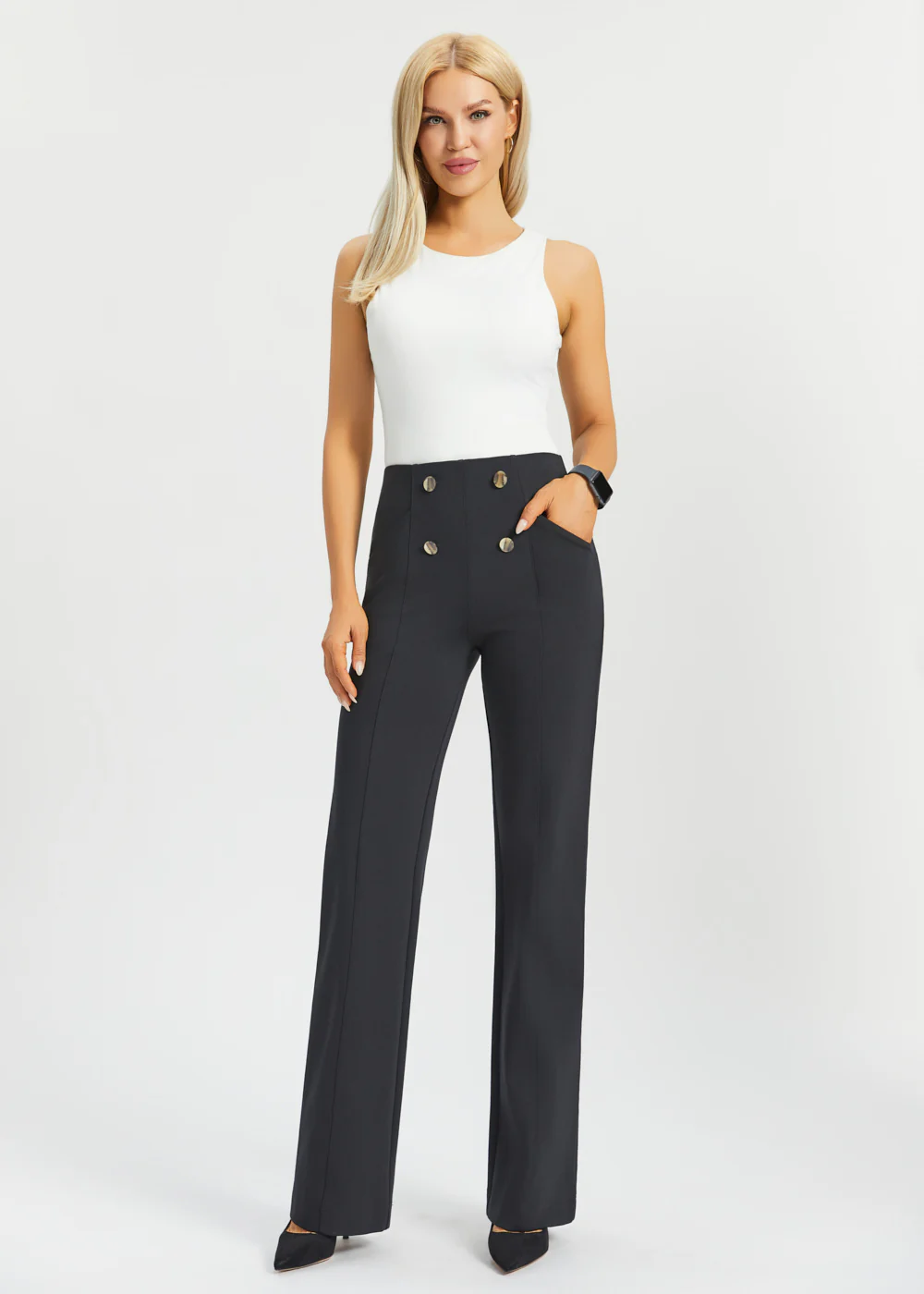 Atlantic DPYP™ Dress Pant Yoga Pants | Wide (Black) - Image 9