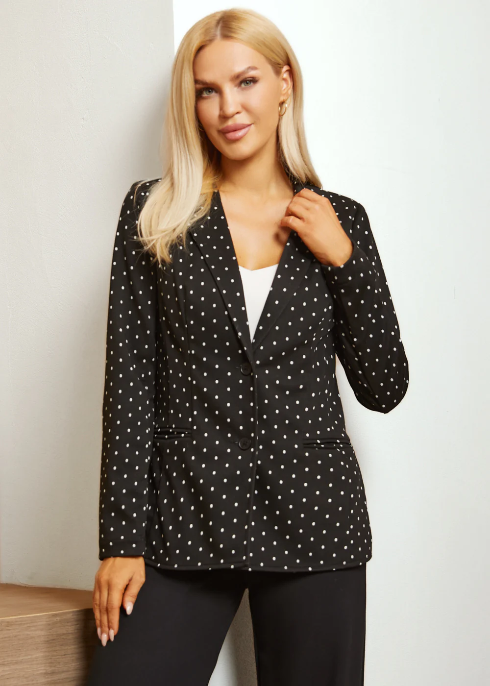 Classic Blazer | Knit Jacquard (Black Ivory Dot) - Image 8