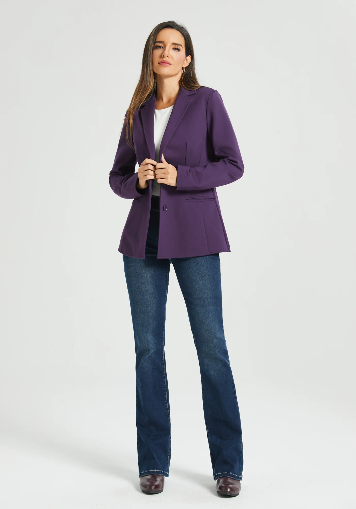 Classic Blazer | Stretch Ponte (Aubergine) - Image 4