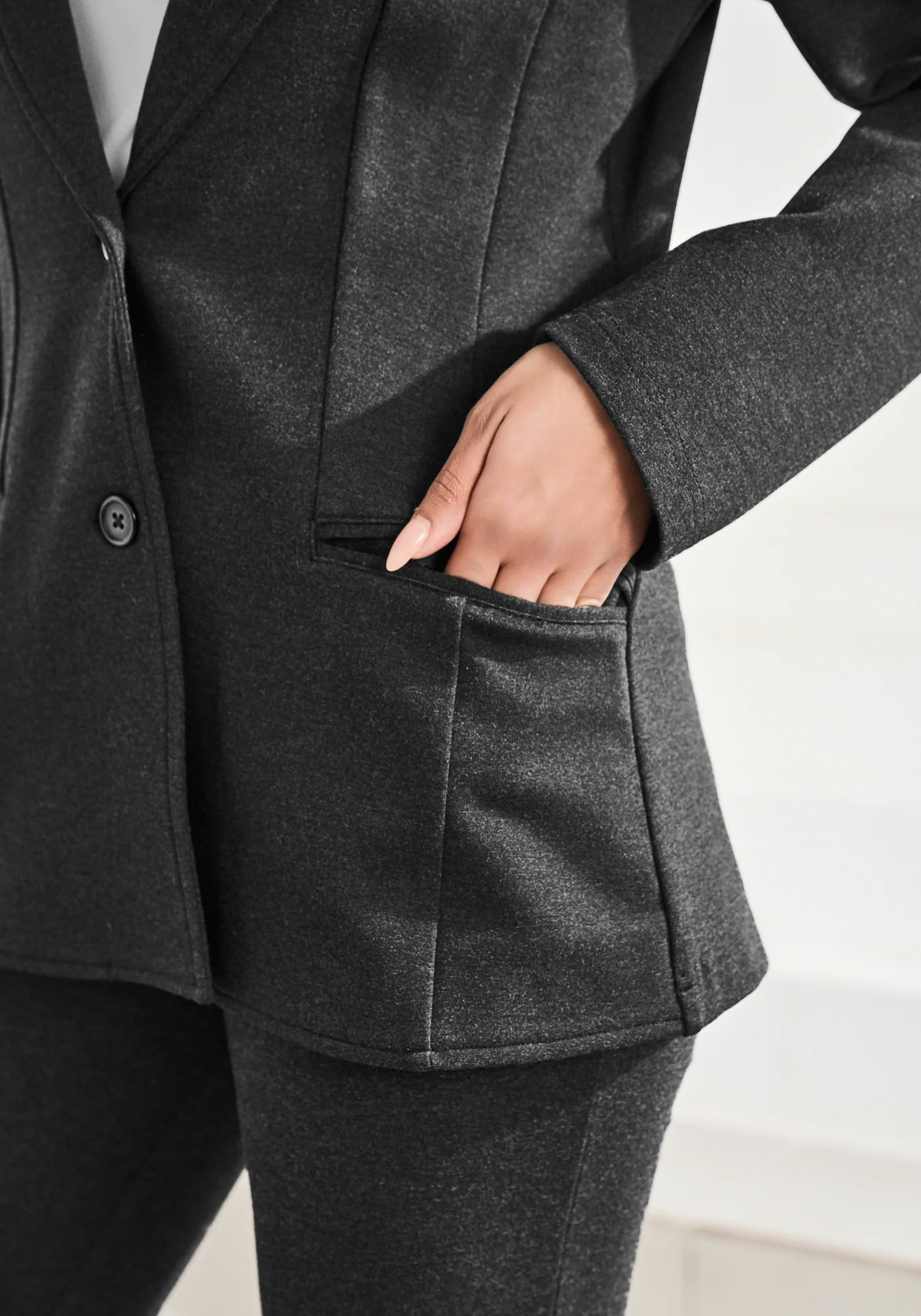 Classic Blazer | Stretch Ponte (Charcoal) - Image 5