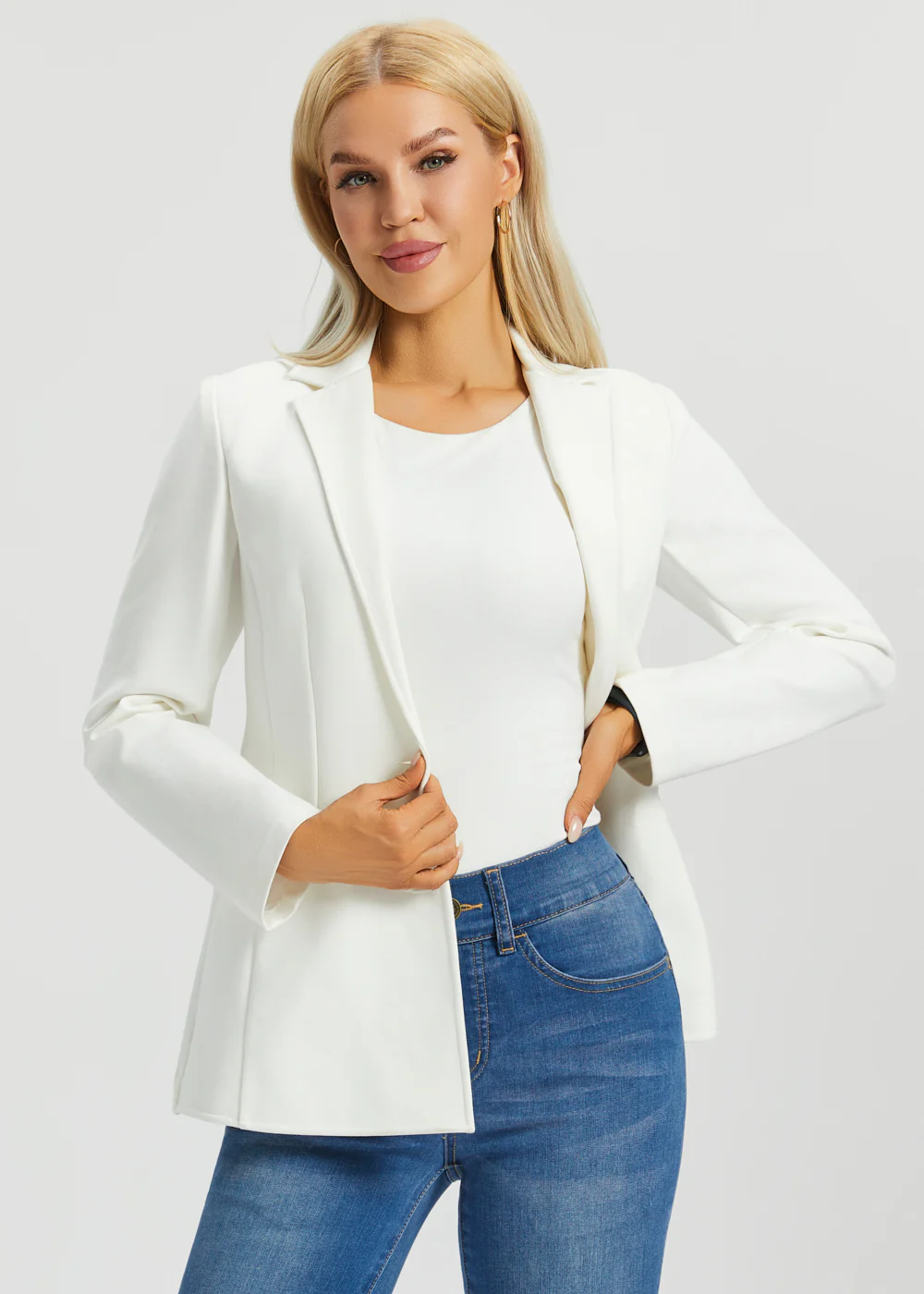 Classic Blazer | Stretch Ponte (Star White) - Image 3