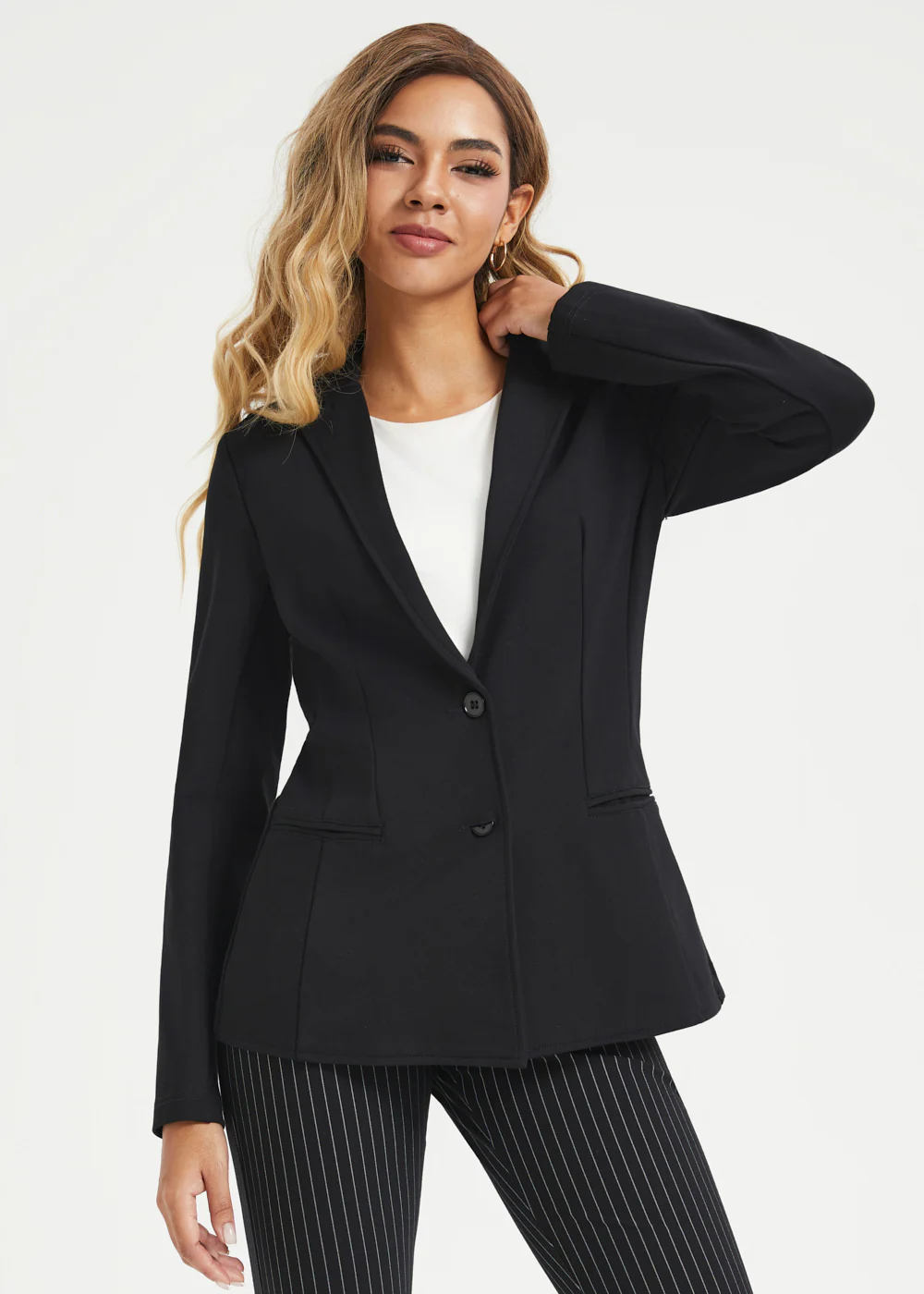 Classic Dress Pant | Bootcut (Black Ivory Stripe) - Image 7