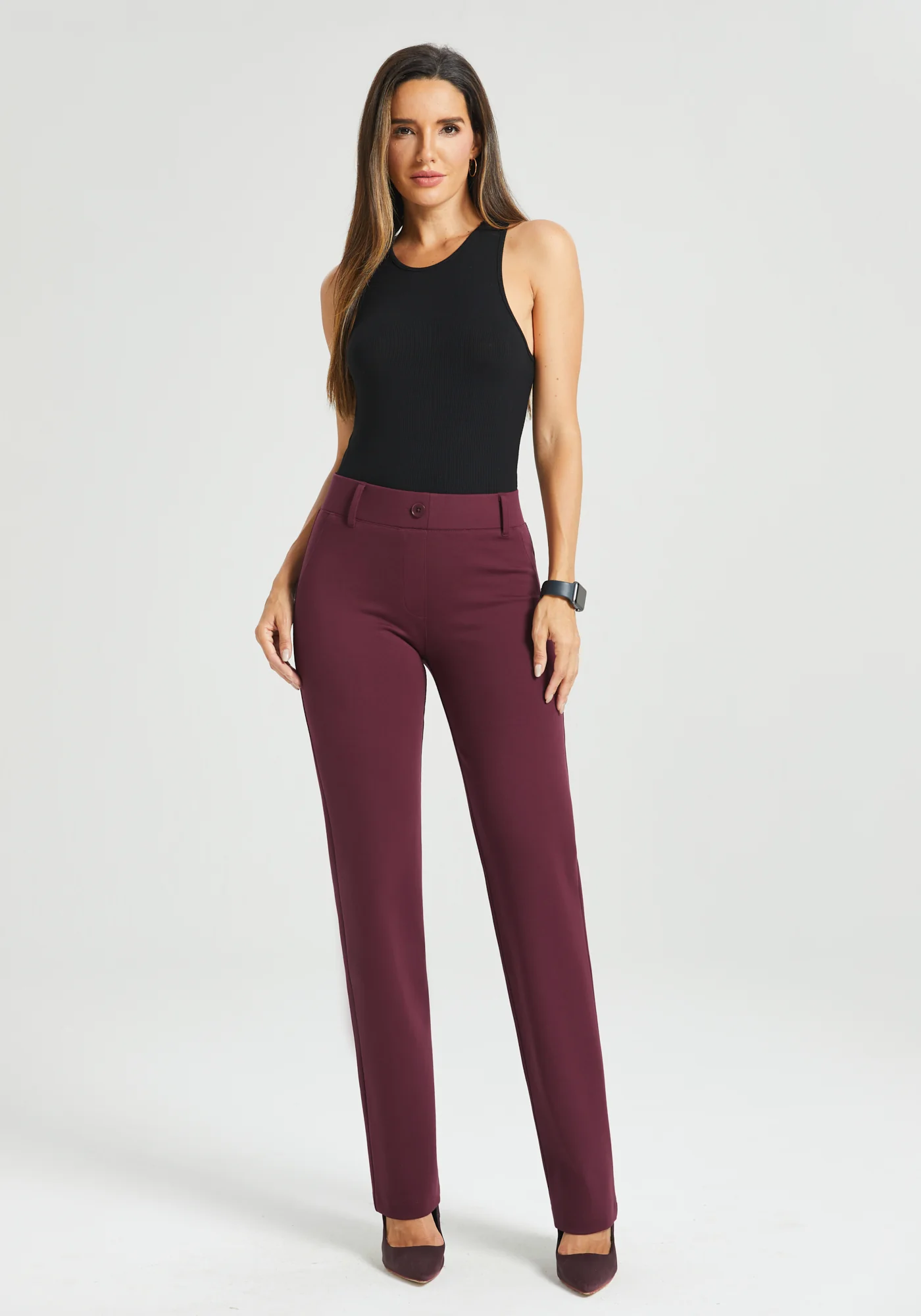 Classic DPYP™ Dress Pant Yoga Pant | Straight (Burgundy) - Image 5