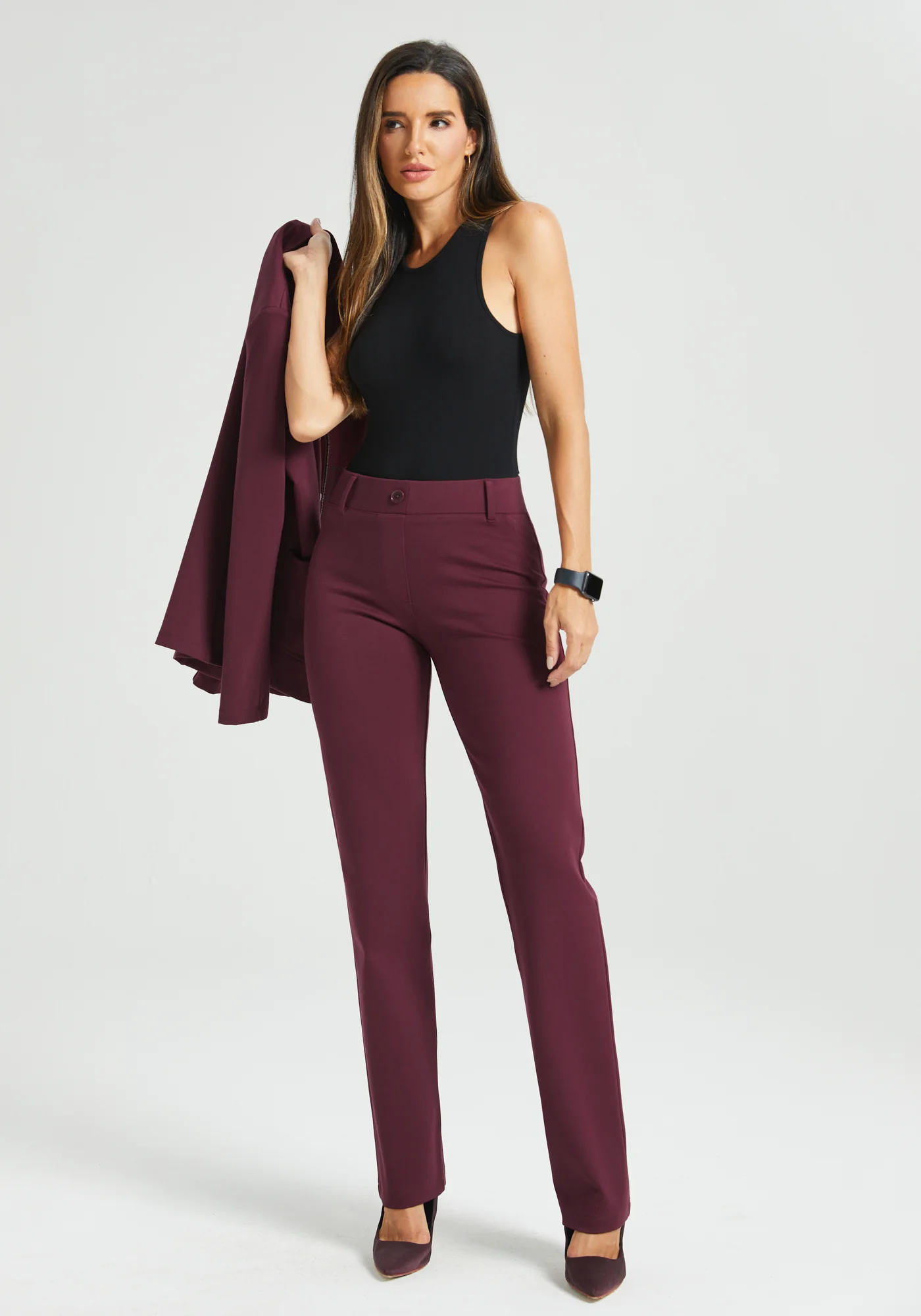 Classic DPYP™ Dress Pant Yoga Pant | Straight (Burgundy) - Image 6