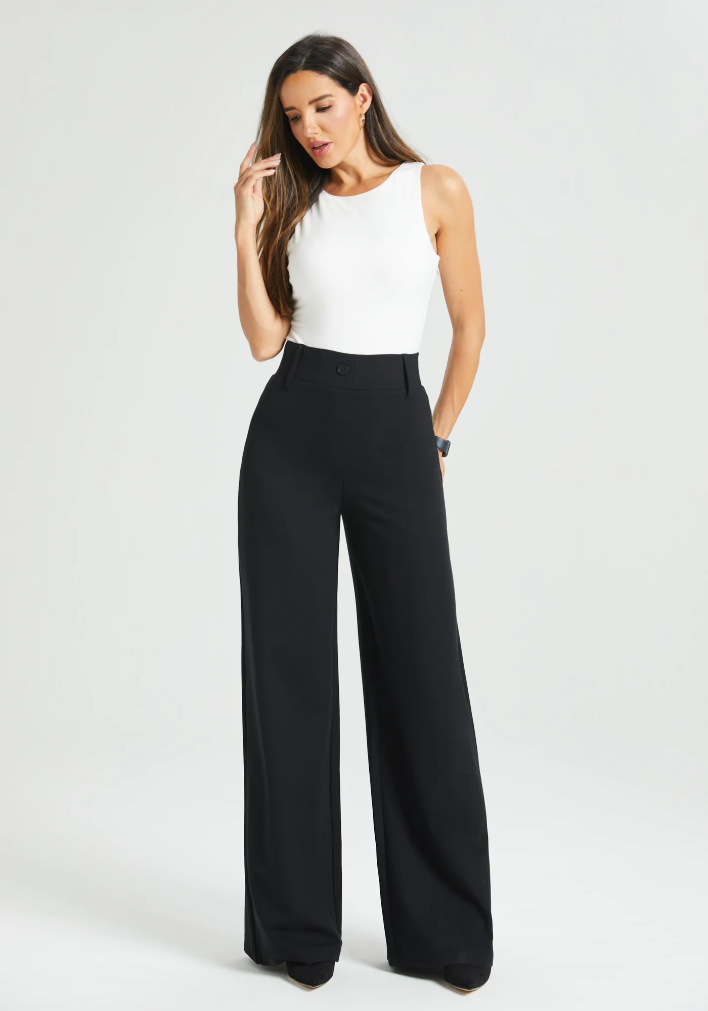 Classic High-Waist DPYP™ Dress Pant Yoga Pants | Wide (Black) - Image 7