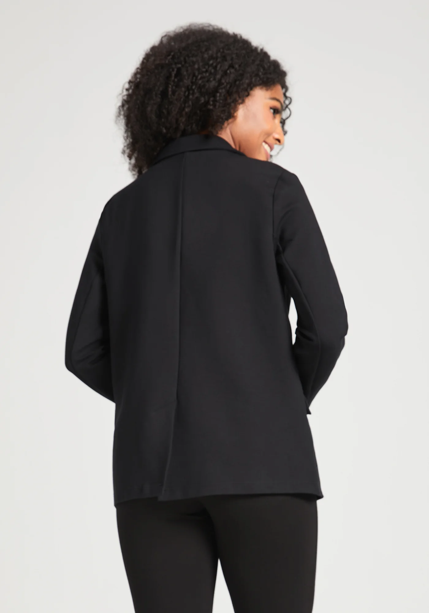 Double Breasted Blazer | Stretch Ponte (Black) - Image 6