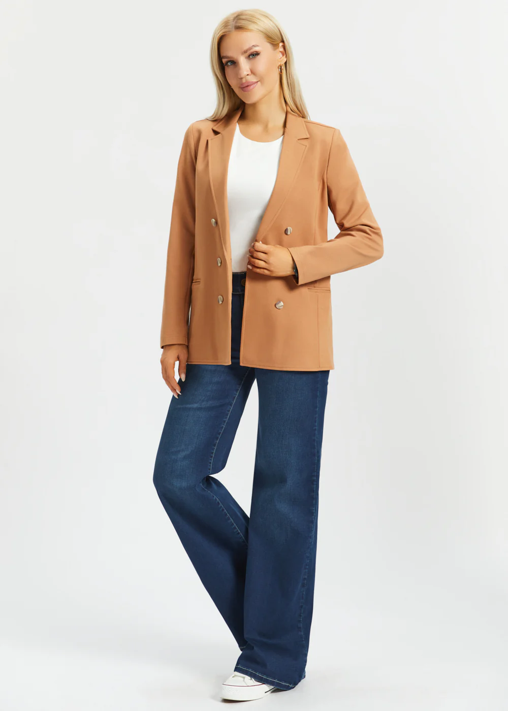 Double Breasted Blazer | Stretch Ponte (Sandalwood) - Image 7