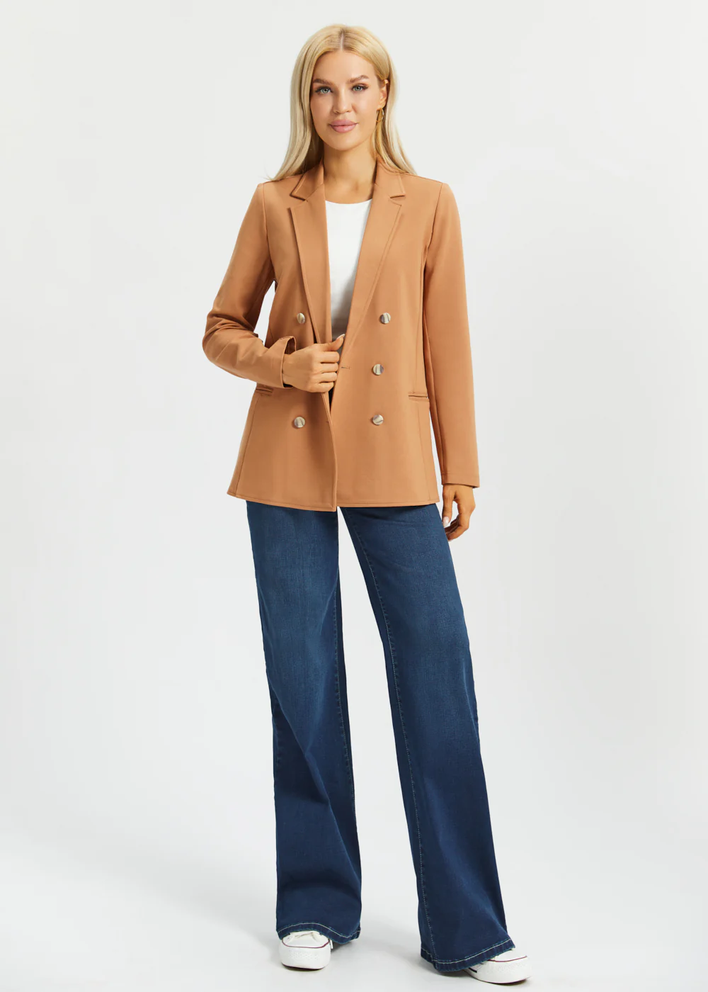 Double Breasted Blazer | Stretch Ponte (Sandalwood) - Image 8