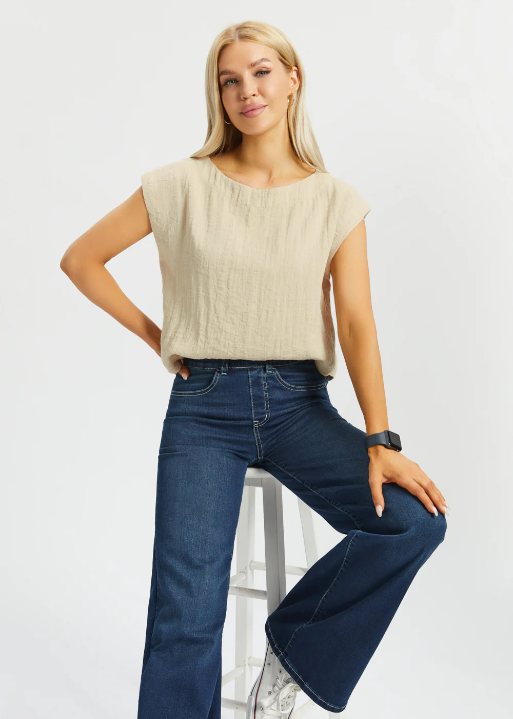 Drift Boat Neck Tee | Linenette (Stone) - Image 6