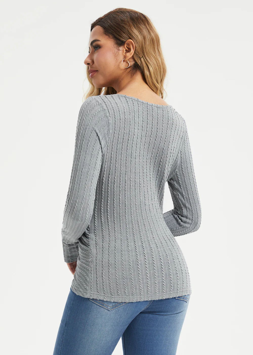 MiniCable Surplice Long Sleeve Tunic (Light Charcoal) - Final Sale - Image 5