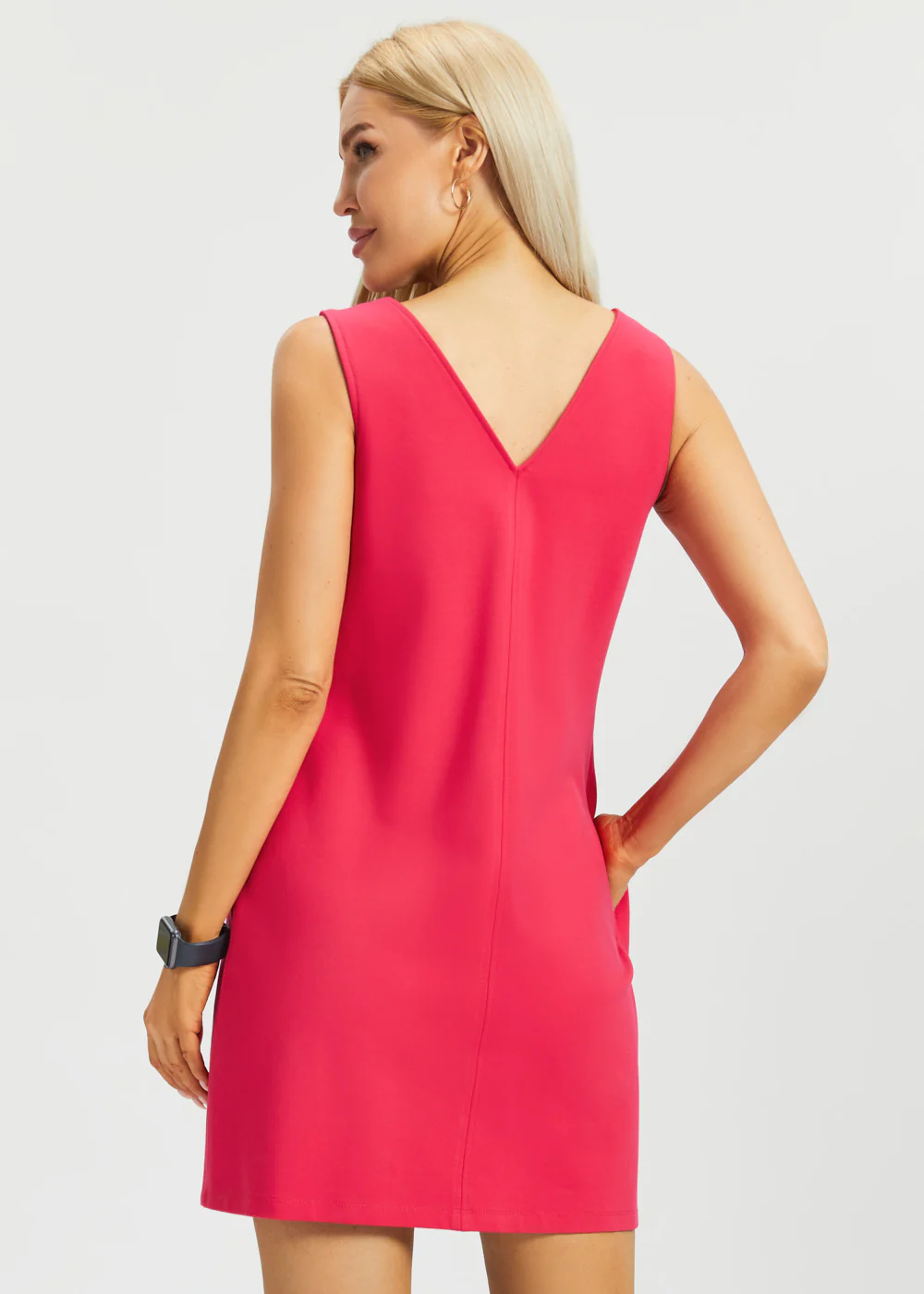 Peekaboo V-Neck Shift Dress (Virtual Pink) - Image 8