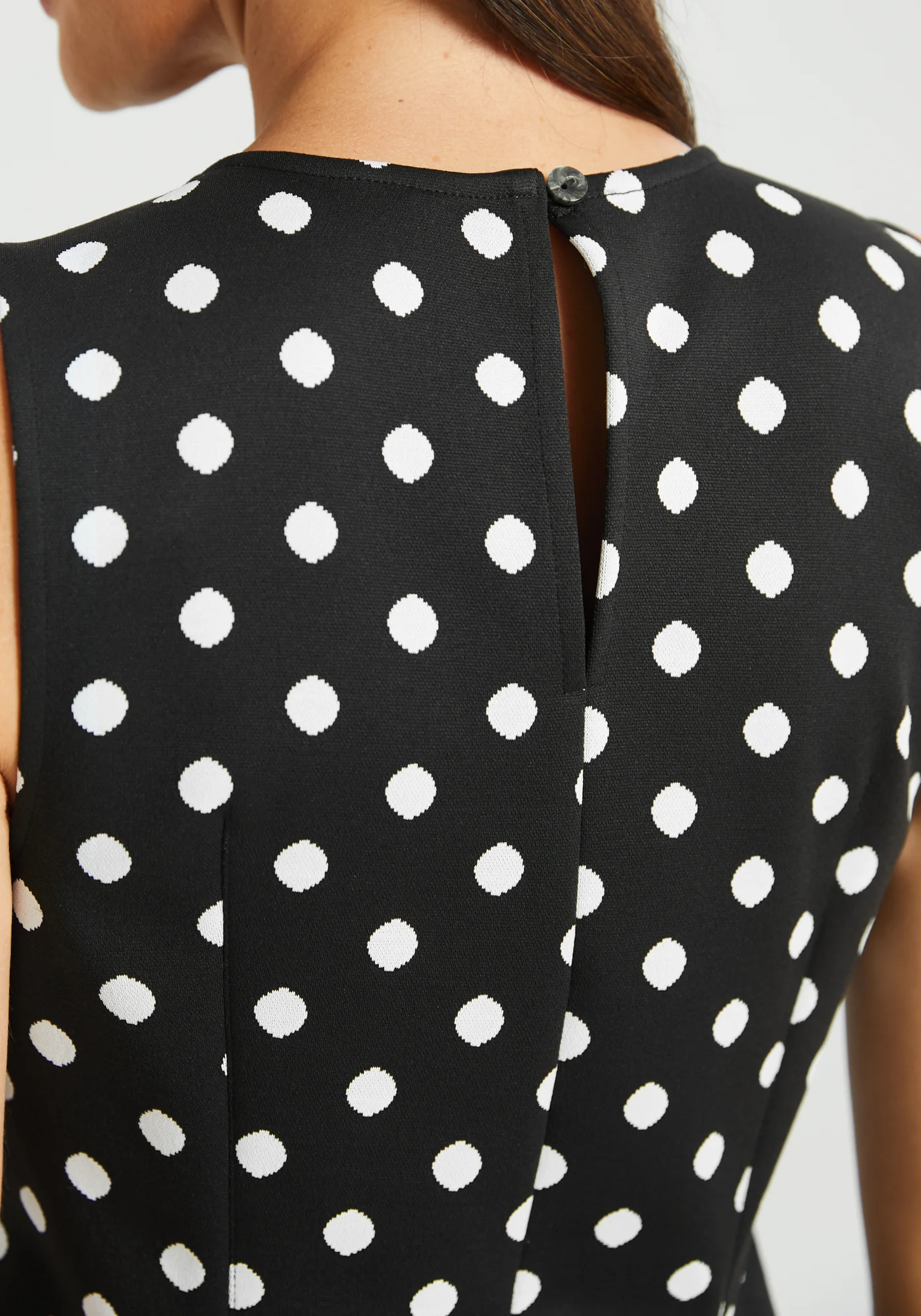 Peplum Sleeveless Top (Black White Dot) - Image 5