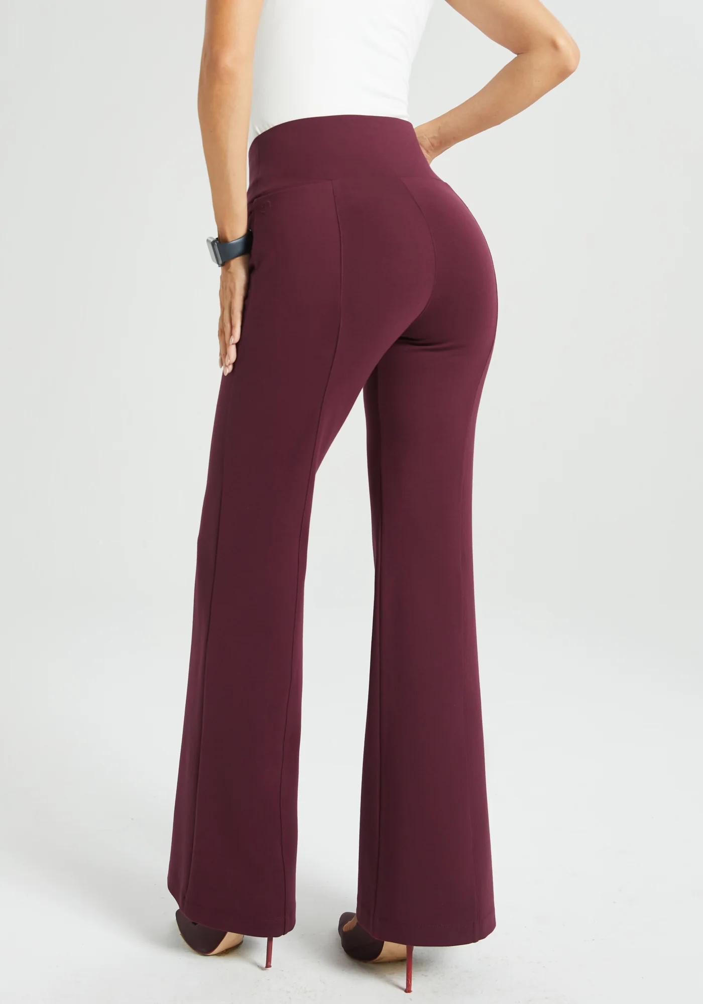 Power Down DPYP™ Dress Pant Yoga Pant | Flare (Burgundy) - Image 4
