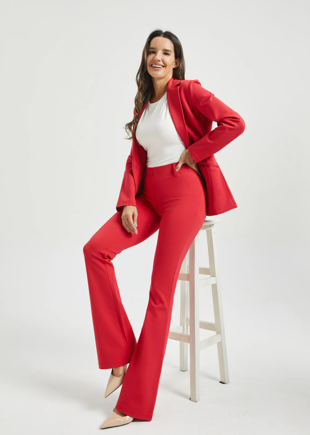 Two-Pocket DPYP™ Dress Pant Yoga Pant | Bootcut (Red) - Image 8