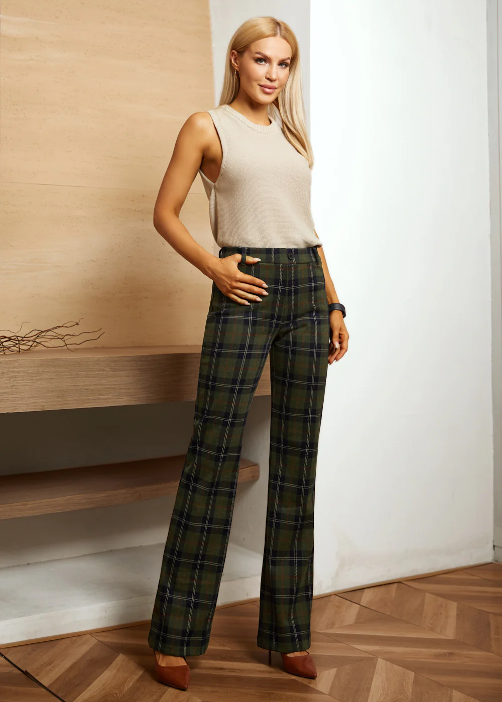 Two-Pocket Dress Pant | Bootcut (Green Plaid) - Final Sale - Image 8