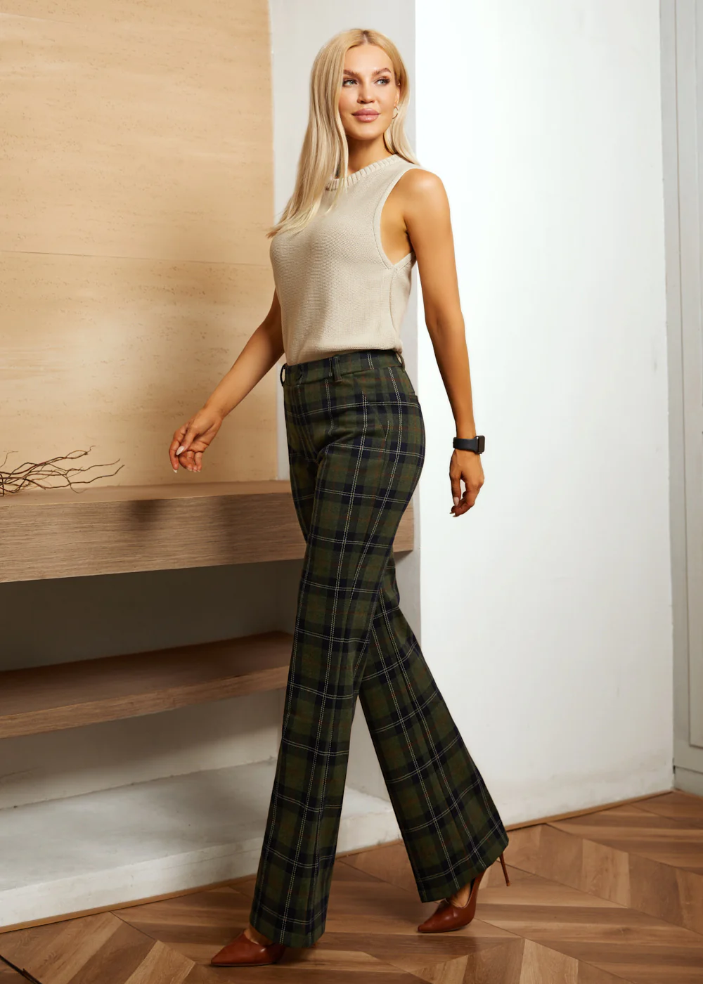 Two-Pocket Dress Pant | Bootcut (Green Plaid) - Final Sale - Image 9