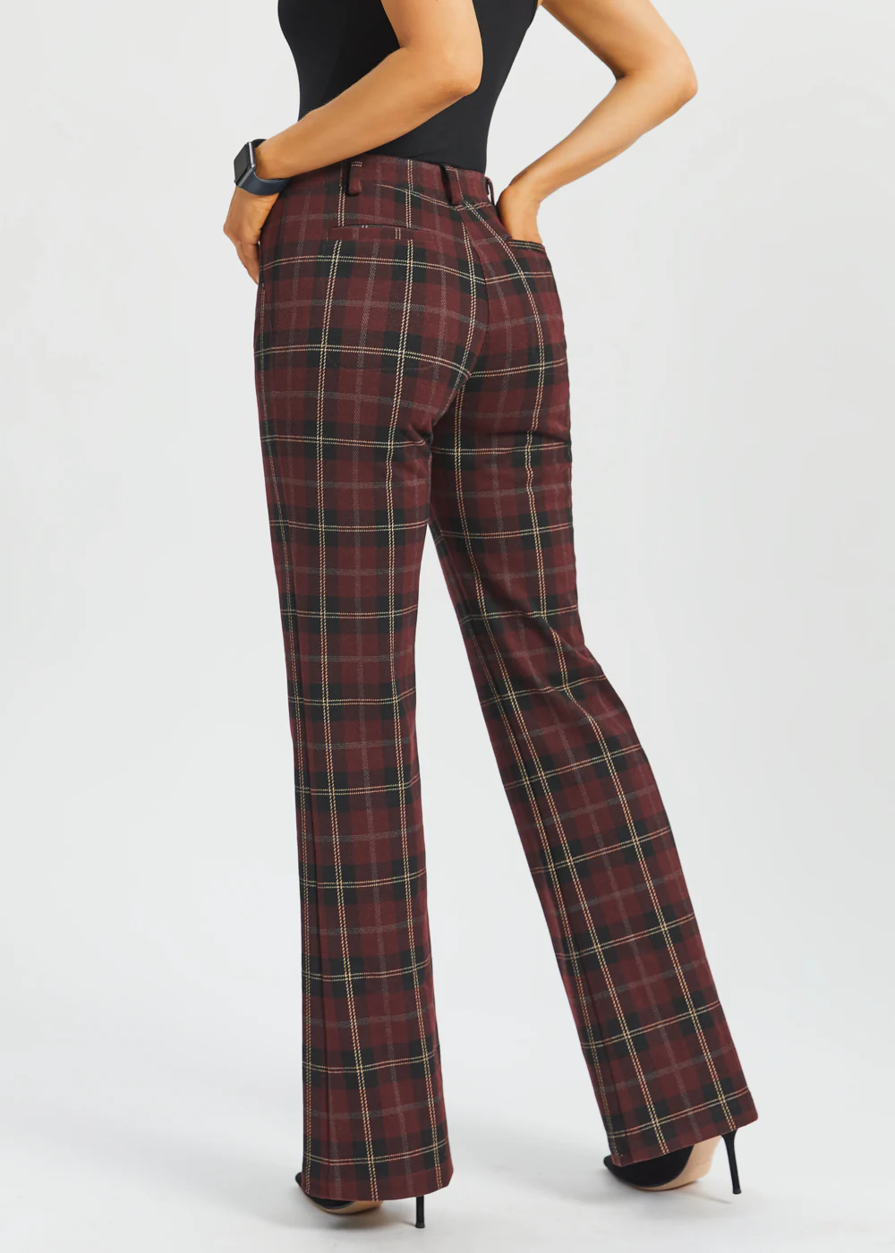 Two-Pocket Dress Pant | Bootcut (Burgundy Plaid) - Final Sale - Image 4