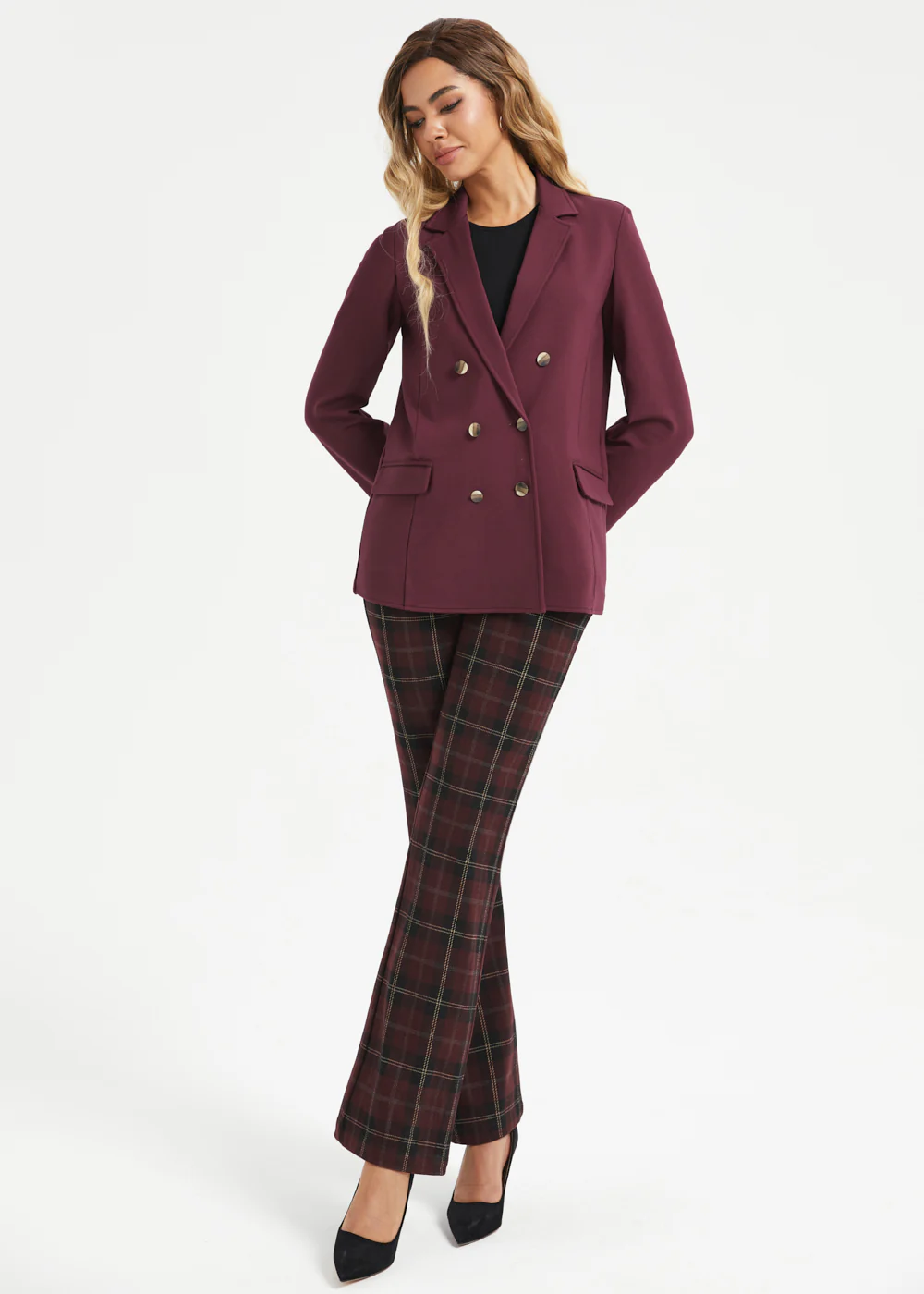 Two-Pocket Dress Pant | Bootcut (Burgundy Plaid) - Final Sale - Image 8