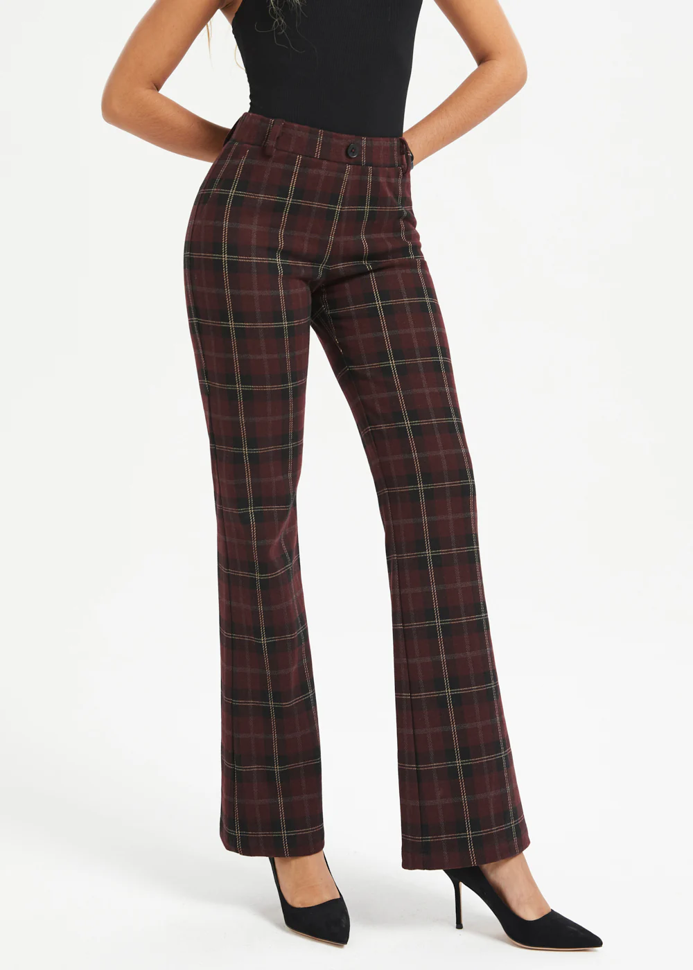 Two-Pocket Dress Pant | Bootcut (Burgundy Plaid) - Final Sale - Image 9